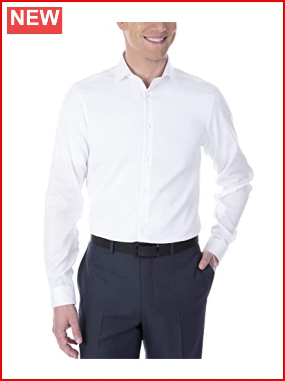Mens Dress Shirt Slim Fit Herringbone Non Iron Spread Collar